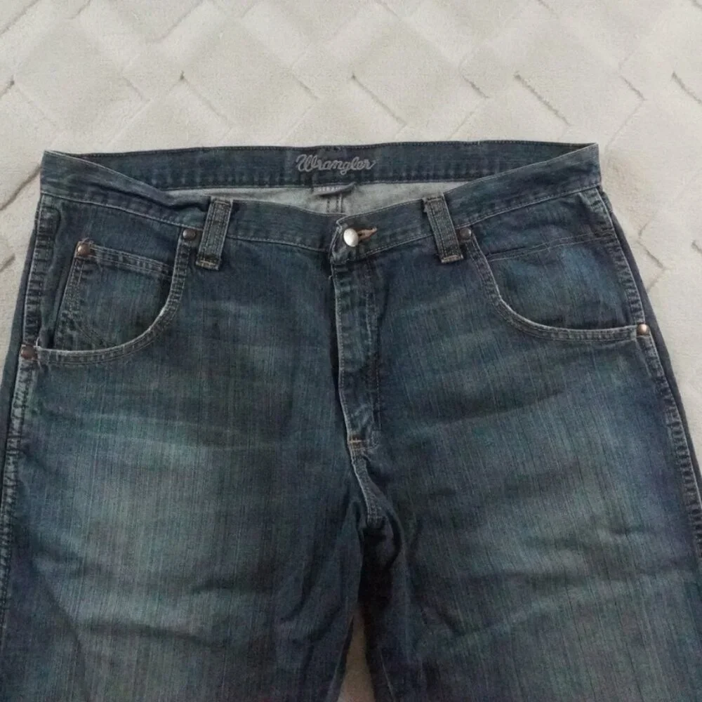 Wrangler Straight Leg Jean Mens 38x32 Dark Wash Denim Western Rodeo Cowboy